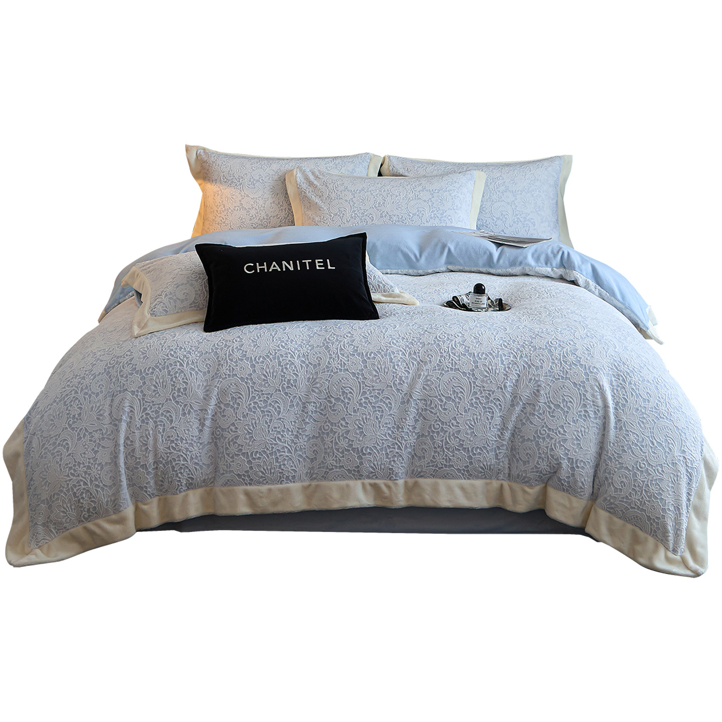 Una clase de invierno de cuatro piezas de seda de coral calentamiento engrosado sábanas de cama