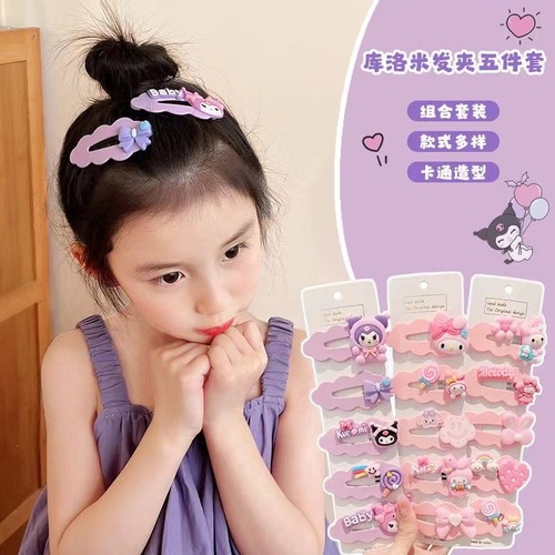 Kuromi cartoon children's hairpin cute bangs broken hairpin hairpin side does not hurt hair bb clip hair accessories stall