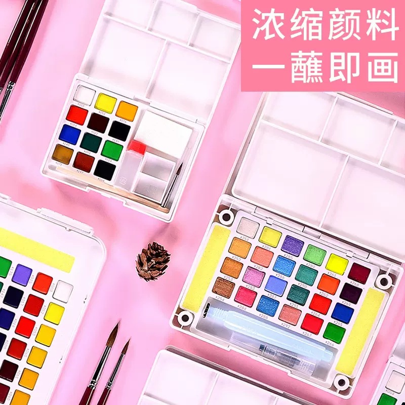 Color de acuarela sólida de flores de cerezo 32 colores 36 colores 48 colores conjunto de herramientas de pintura a mano acuarela profesional