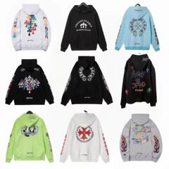 25新款chrome Hearts 克罗伈卫衣十字架马蹄情侣连帽卫衣工厂批发