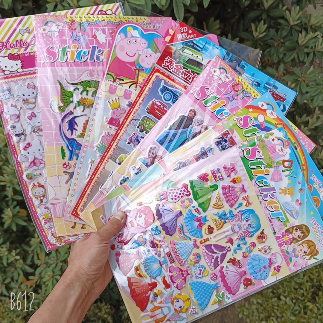 Libro de Colorear Divertido con Pegatinas de Burbujas de Dibujos Animados, Pegatinas de Regalo para Manualidades, Pegatinas Educativas para Jardín de Infancia, Aprendizaje Temprano, Anime 3D