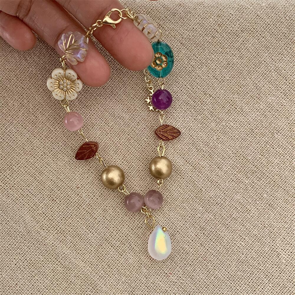 Bracelets Classification Alloy Chain Material IG Style Sweet Leaf Flower Acrylic Alloy Resin Lobster Trigger Clasp Closure Chain & Link Bracelets Wholesale