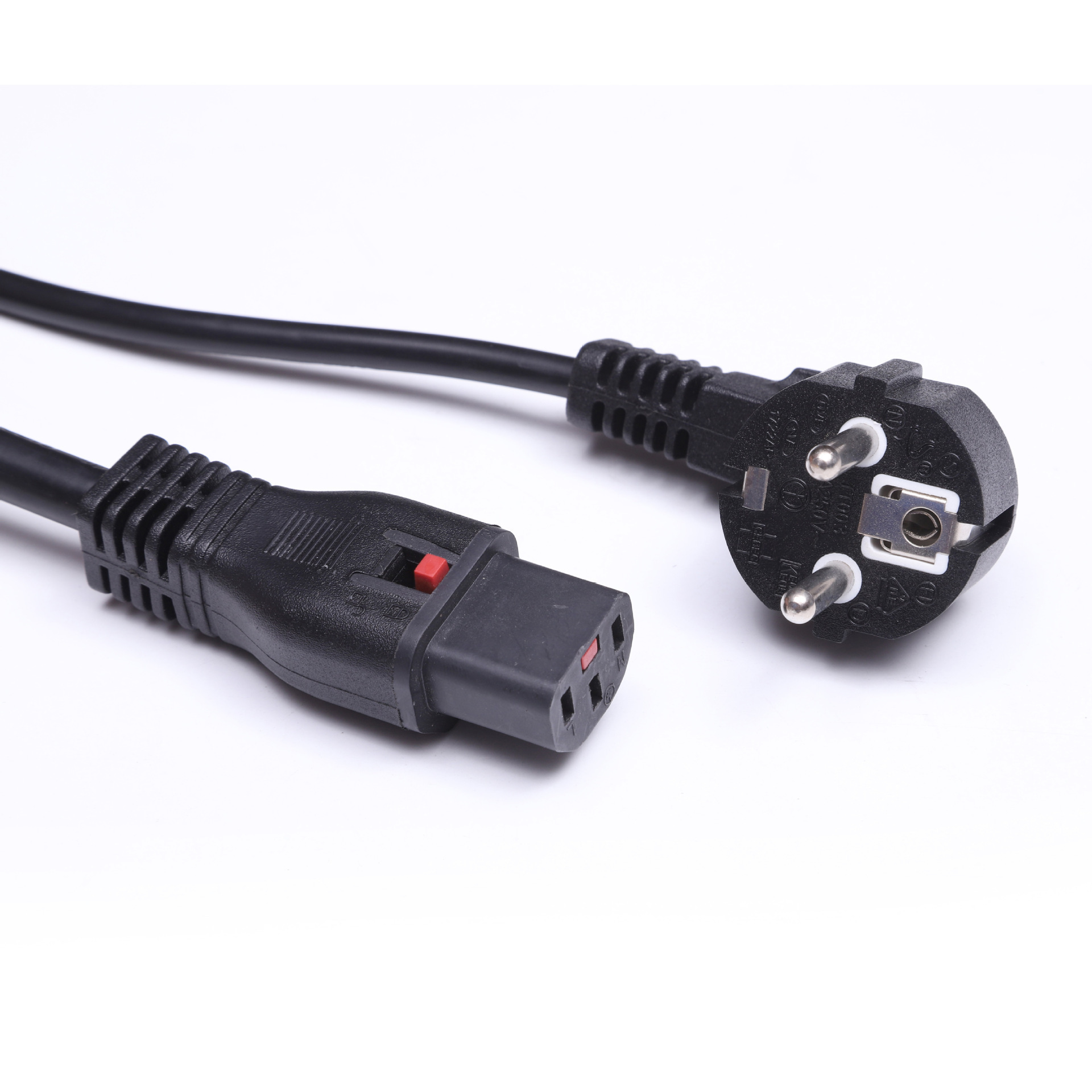 厂家供应欧标插头线 三芯欧规带锁品字尾 电饭锅煲C19 电源线