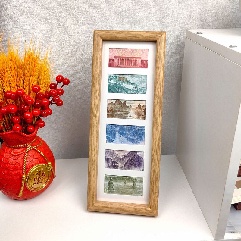 Beautiful Scenery Six-Frame Photo Frame Set, Multi-Gold Display Stand DIY Living Room Entrance Decoration, Rmb Decorative Framed Picture Frame Beautiful Scenery Six-Frame Photo Frame Set, Multi-Gold Display Stand DIY Living Room Entrance Decoration, Rmb Decorative Framed Picture Frame