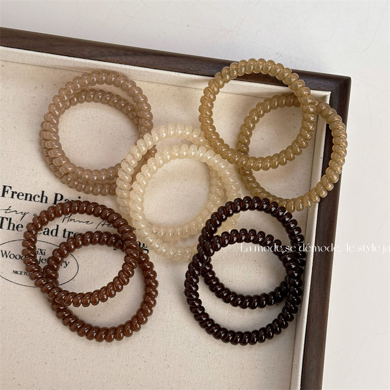 High-End Basic Pure Color Thin Phone Cord Hair Tie High-End Hair Rope High Elasticity Elegant Hair Accessories New Rubber Band