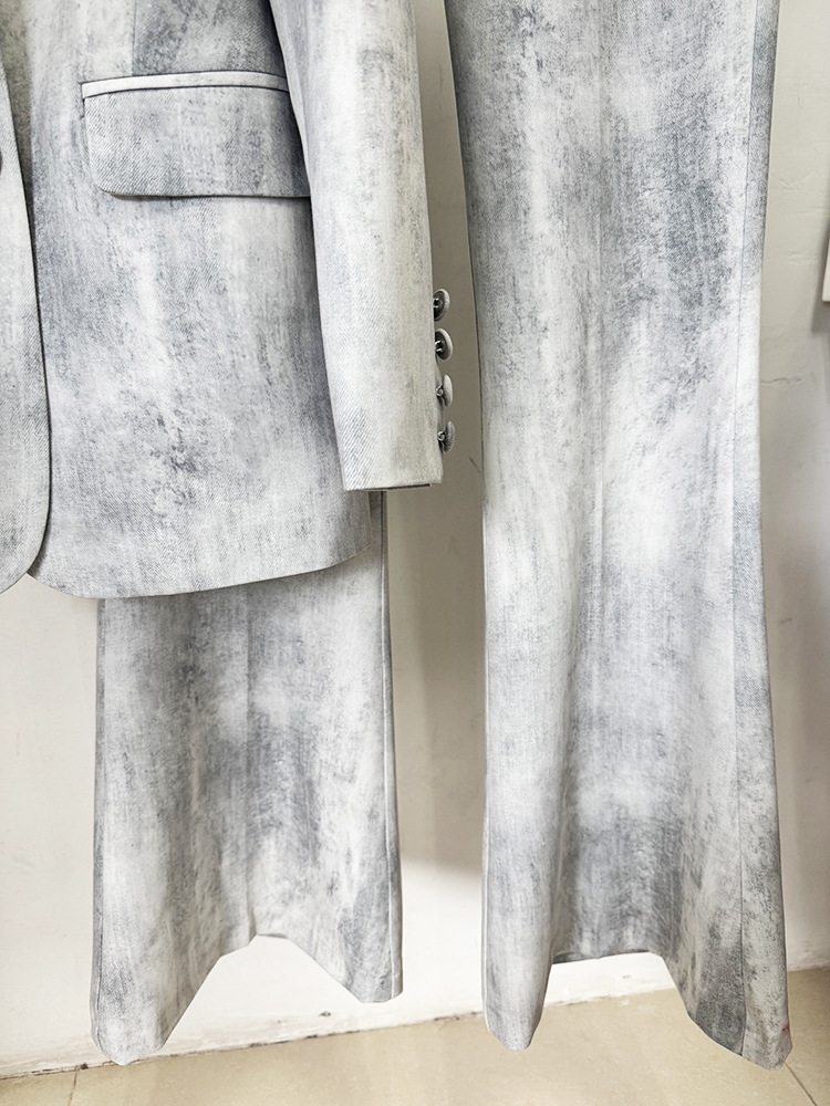 Spring Tie Dyed Printed Slim Fit Mid Length Blazer Trousers Two Piece Set 17 Spring Tie Dyed Printed Slim Fit Mid Length Blazer Trousers Two Piece Set