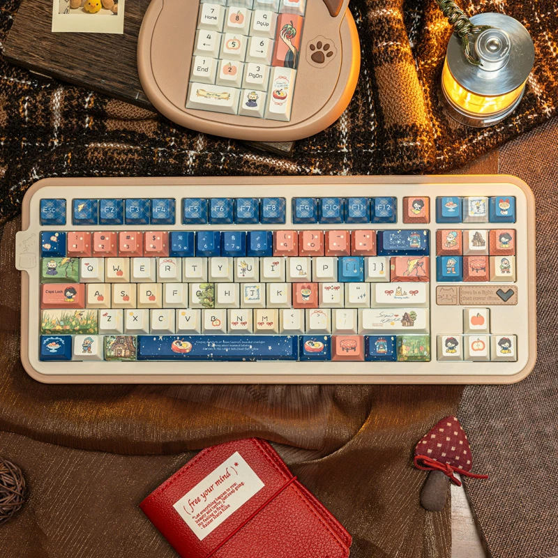 Snow White keycaps, PBT dye-sublimation, retro design, high aesthetic appeal, DIY compatible with Wooting mechanical keyboards