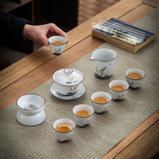 Official Kiln Kung Fu Tea Set Gift Box Ceramic Teapot Lidded Bowl Tea Cup Opening Gift National Trend Tea Set