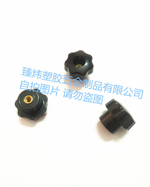 25#七角通孔胶头螺母 手拧 调节 旋钮 胶头螺母 螺帽m4/m5/m6