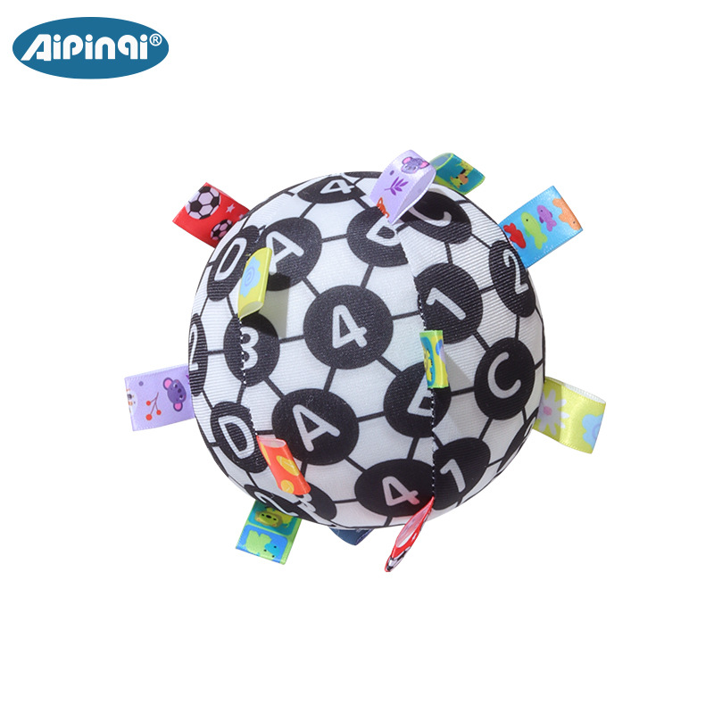 Aipinqi nuevo bebé mano bola bebé blanco y negro visual sonajero Bola de percepción sentido entrenamiento juguete Bola de tela