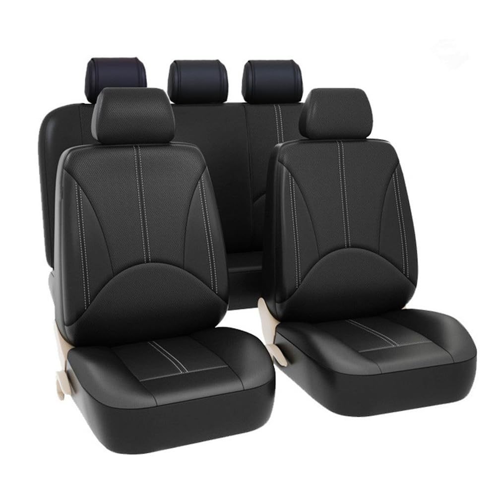 Universal Black PU Leather Universal Car Seat Cover Set (Universal seat cover) - 9-piece-set-full-set-for-five-seats