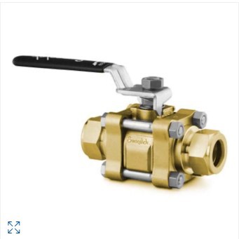 世伟洛克B-63TS10黄铜3件式60系列球阀加强型PTFE阀座5/8 in.卡套