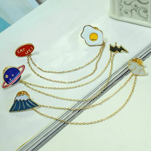 New European and American Products Launch Planet Fried Egg Fuji Mountain Cloud Charm Cat Shaped Brooch Pin Clasp Bulk