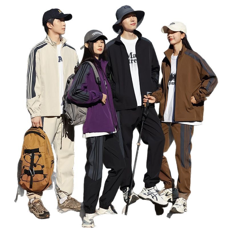 2025 primavera y otoño juego deportivo chaqueta de cuello de pie juego de chaqueta de carga impermeable al aire libre