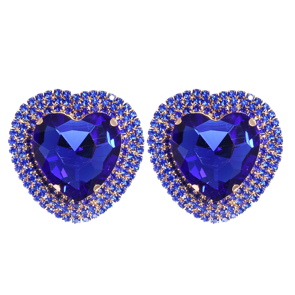 fashion heart-shaped alloy diamond earrings