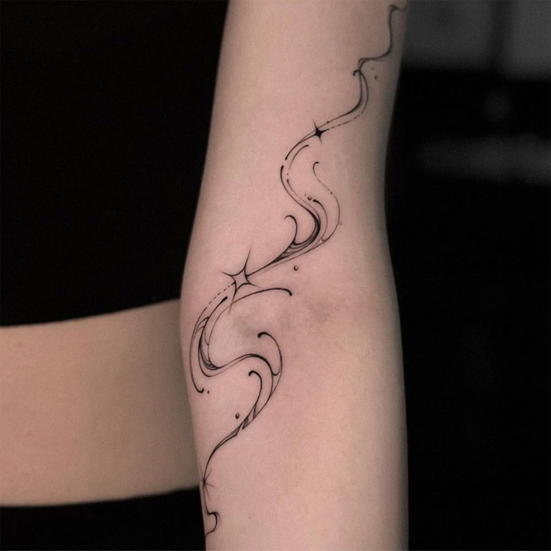 Cross-Border Popular Herbal Juice Semi-Permanent Personalized Minimalist Ins-Style Star Ribbon Long-Lasting Waterproof Tattoo Sticker Cross-Border Popular Herbal Juice Semi-Permanent Personalized Minimalist Ins-Style Star Ribbon Long-Lasting Waterproof Tattoo Sticker