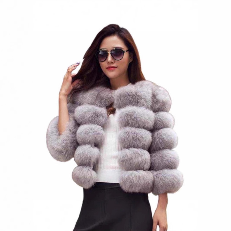 S-6XL plus size faux fox fur coat winter new faux fur fashion warm faux fur coat