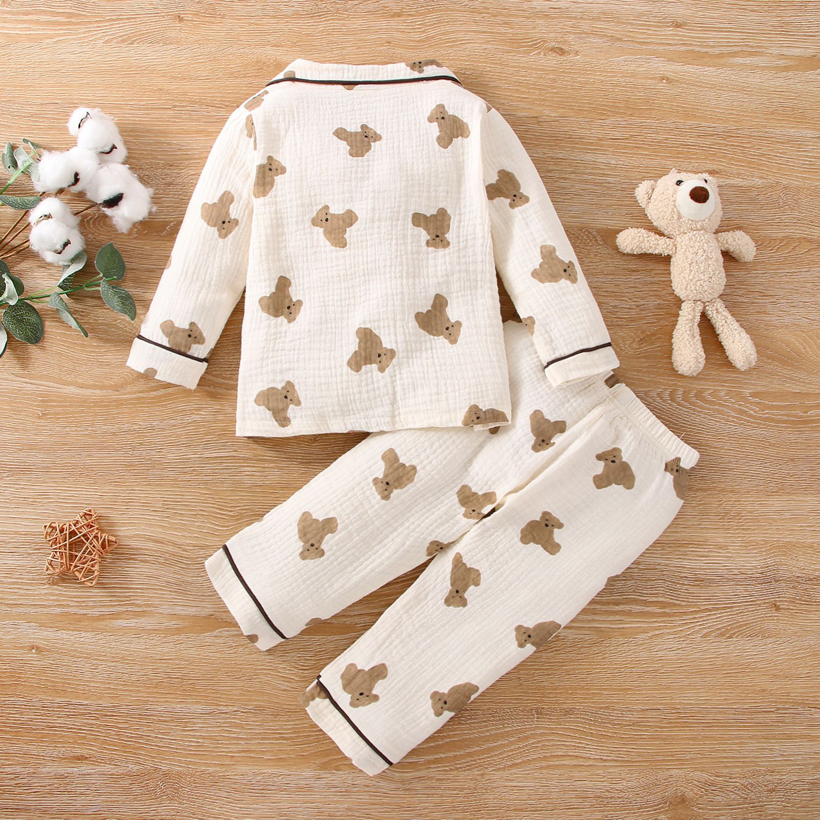 Cute Bear Printing 100% Cotton Boys Clothing Sets display picture 7