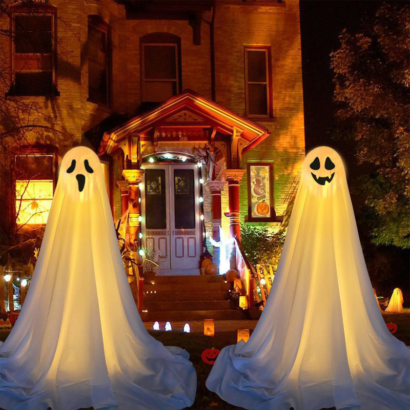 Halloween Supplies: Halloween Yard Decoration Lights, Glowing Ghost Standing on the Front Porch, Halloween Props