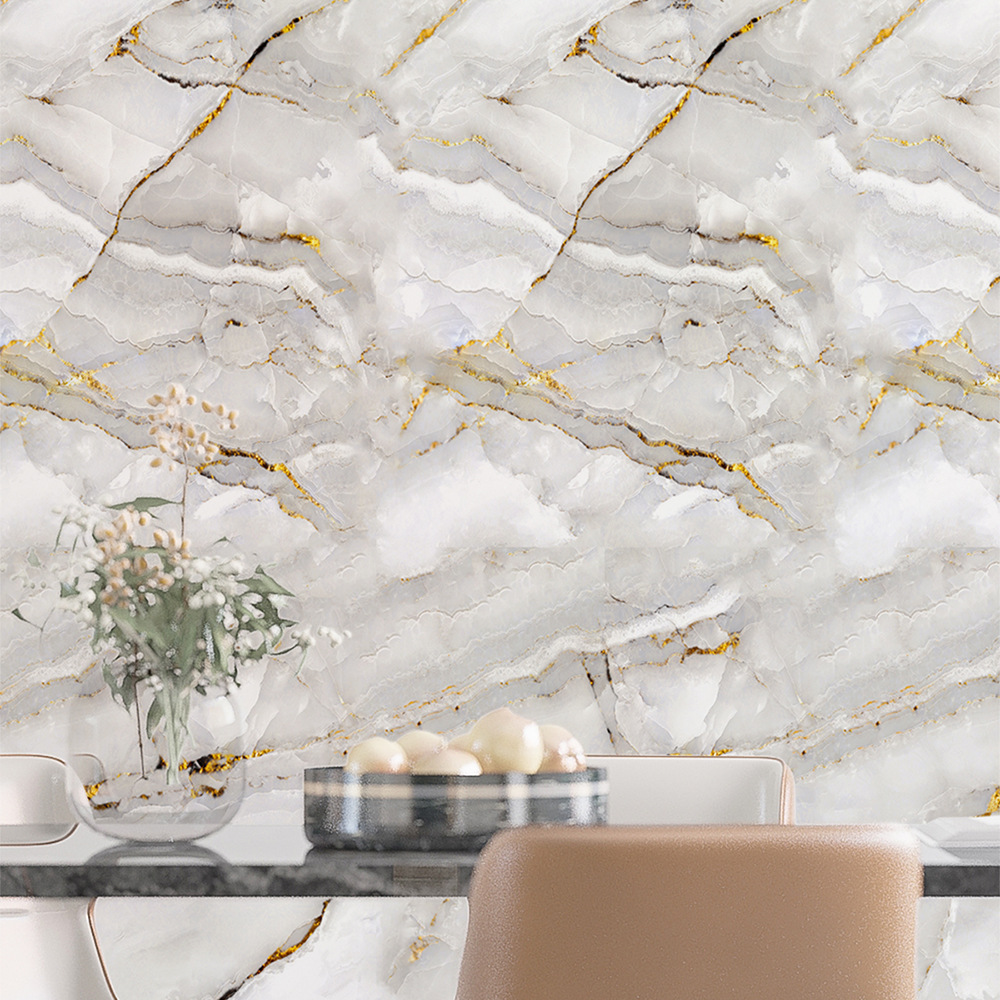 Shangyi Sp-Qz001 Marble Pattern Imitation Tile Wall Stickers Self-Adhesive Kitchen Background Oil-Proof Manufacturer Wholesale Wall Stickers