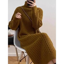 G 60670 High Neck Cable Knit Dress ������֯����ȹ �羳ŷ