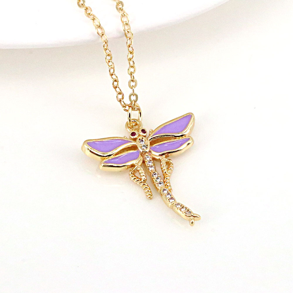 Pendentif Libellule Vintage Collier En Cuivre Goutte D&#39;huile Couleur Insecte Simple display picture 5