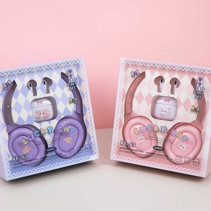 Cross-Border New Cat Head-Mounted Wireless Bluetooth Headset Long Battery Life Ke-63 Cartoon Simple Style Headset Set Cross-Border New Cat Head-Mounted Wireless Bluetooth Headset Long Battery Life Ke-63 Cartoon Simple Style Headset Set