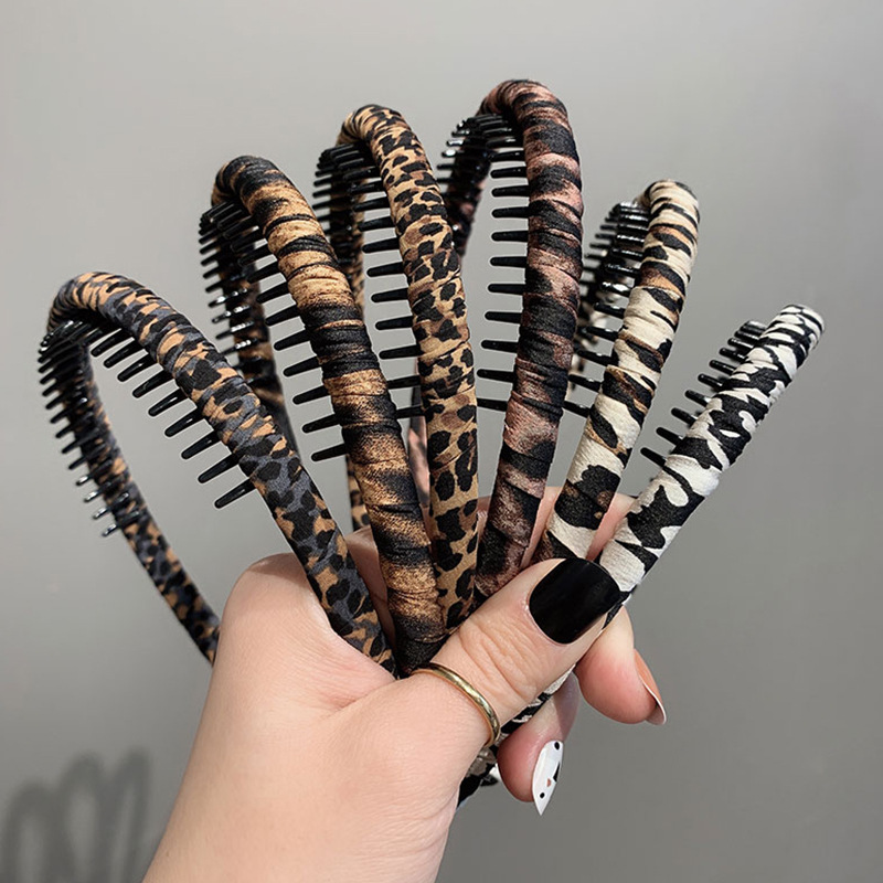 韩国复古豹纹带齿碎发发卡发箍女洗脸夏天网红防滑压发头箍头饰