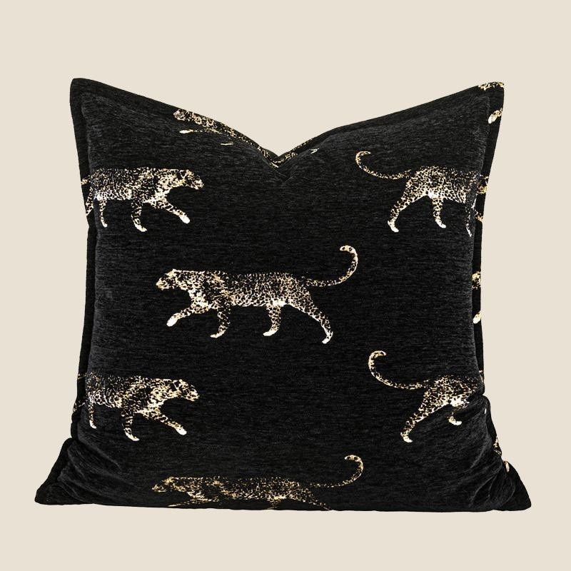黒い金色のベルベット刺繍抱き枕カバー現代軽贅沢新中国式見本室ソフトクッション枕腰枕カバー|undefined
