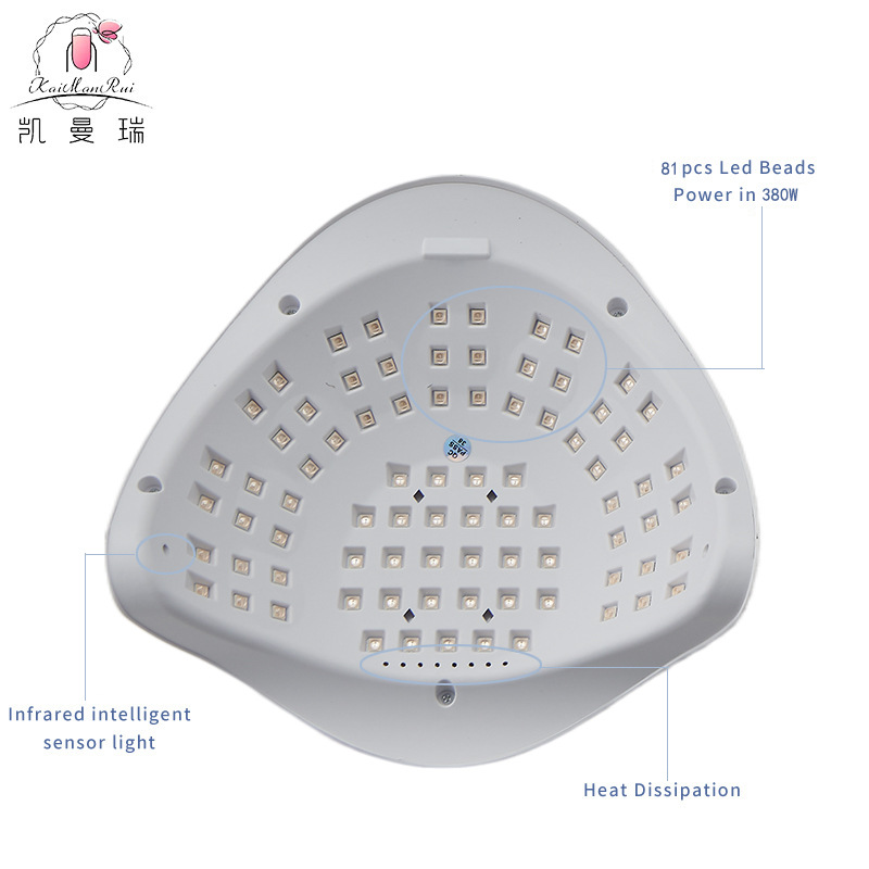 380W luz de manicura de alta potencia lámpara de fototerapia de mano luz roja inteligente manicura máquina de secado rápido pegamento de manicura lámpara de horneado transfronteriza