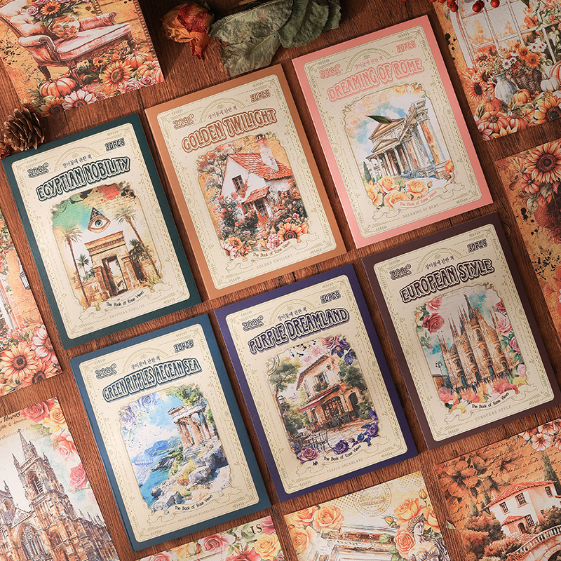 Magnífico libro clásico sin material adhesivo papel DIY cuentas de mano paisajismo material fondo arquitectura retro transfronteriza collage nota