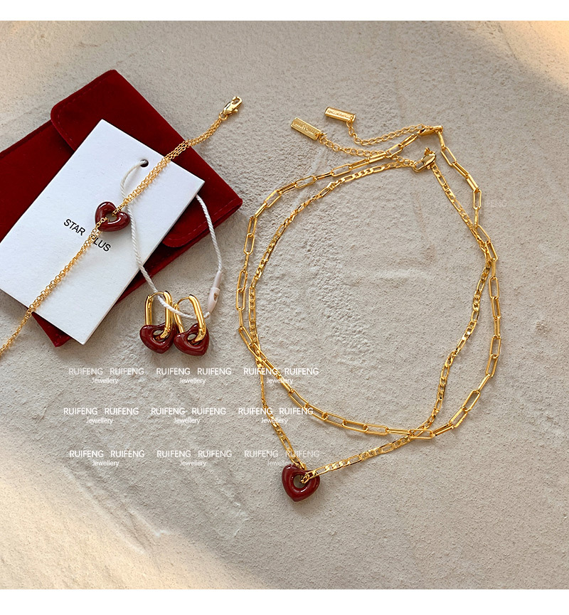Valentine'S Day Festival Wholesale Jewelry Casual Elegant Lady Heart Shape Copper Plating Jewelry Set