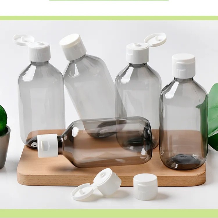 厂家供货 300ml细脖透黑翻盖瓶 洗手液洗发水等液体分装空瓶包材