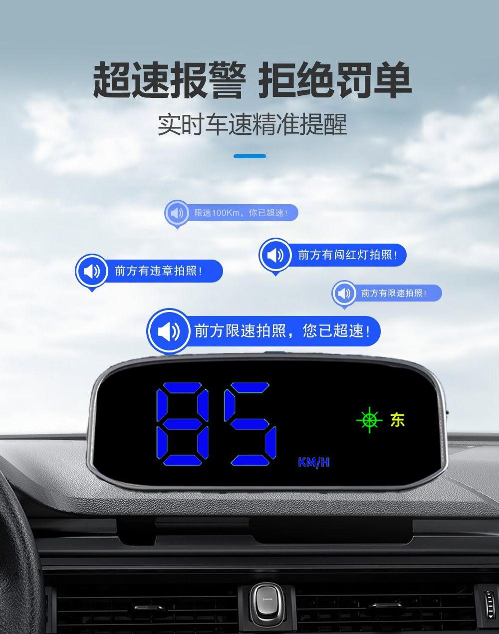 Universal Car-Mounted Colorful Solar-Powered Hud Head-Up Display with Navigation, Beidou Satellite, and Speedometer