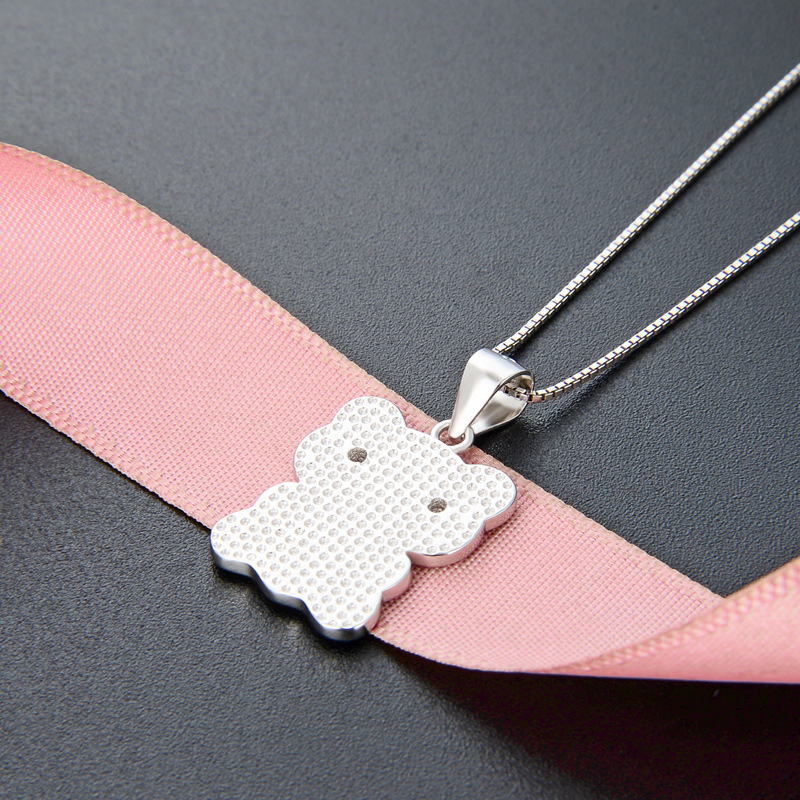 Caricatura lindo collar panda mujer 925 plata esterlina nicho de diseño colgante de goteo de aceite Europa y América accesorios de animales transfronterizos