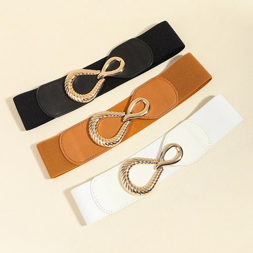 European and American spring style waist belt for women with skirt, casual and fashionable buckle belt, wide elastic elastic waist belt