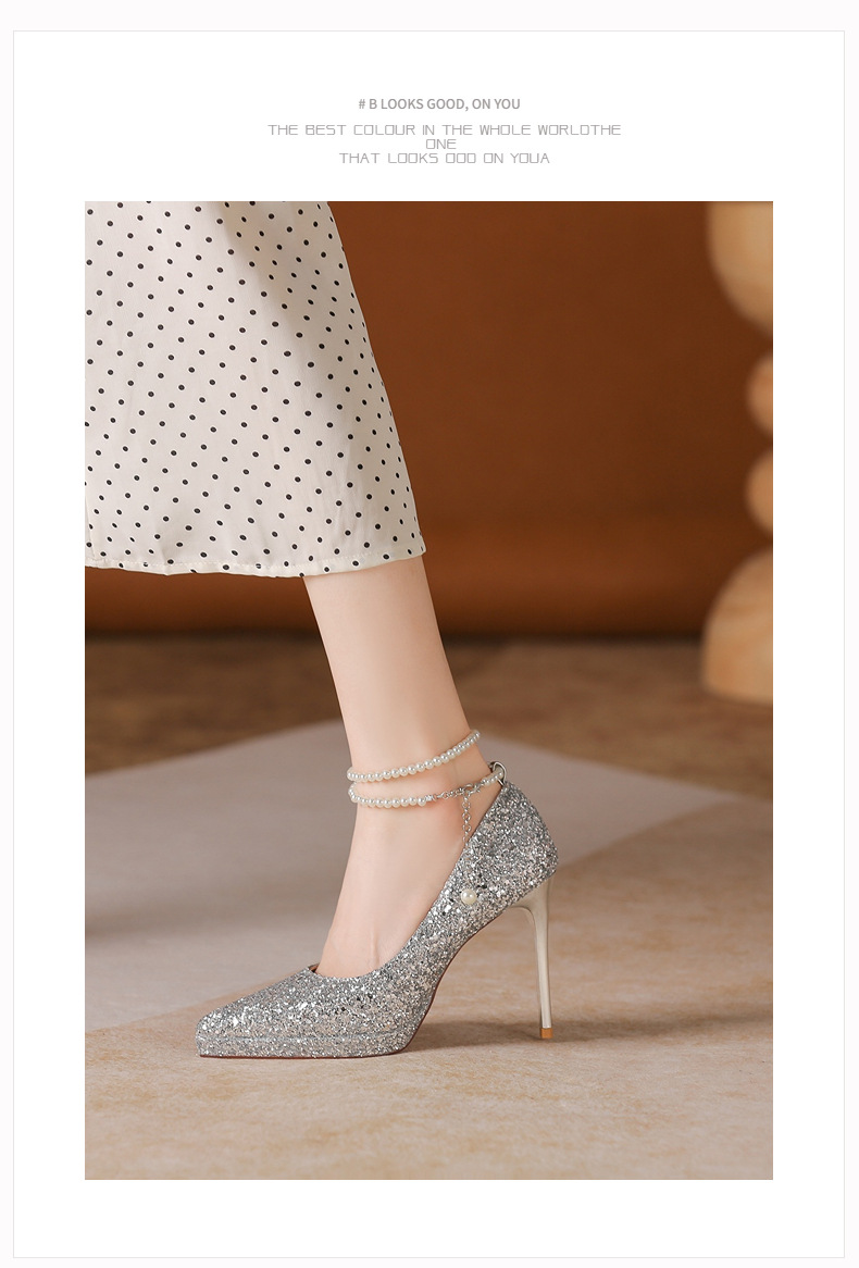 Svatební boty na platformě s flitry a perlovým řetízkem_voghion.com