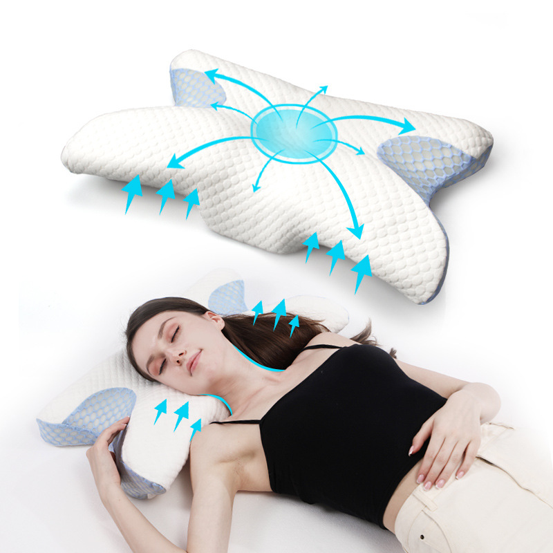 Almohada de cuello de rebote lento transfronterizo almohada de sueño almohada de espuma de memoria almohada de mariposa de presión cero almohada para el cuello Nuevo