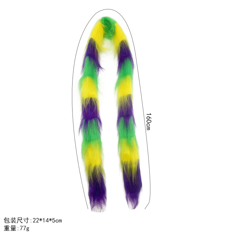 2025 Mardi Gras fiesta de carnaval Brasil Halloween fiesta de carnaval tricolor correa de pelo conjunto de corbata