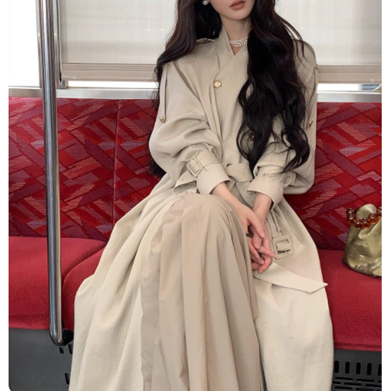 巨好看风衣女2025新款中长款外套高个子亚麻大衣早秋穿搭长袖女装|undefined