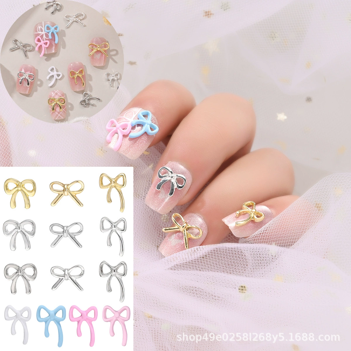 Трансграничные маникюрные банты стримеры маникюрные украшения красочная аэрозольная краска Полые металлические ногти для ношения ногтей ювелирные изделия оптом