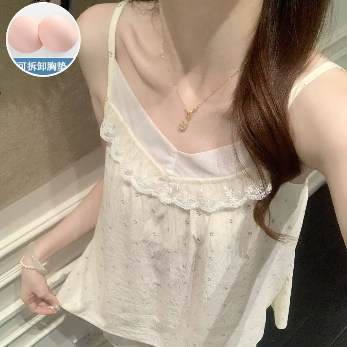 가슴 패드 포함 364 # 꽃이 프린트되어 있어요