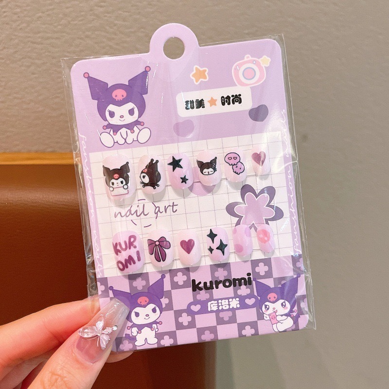 Niños Kulomi dibujos animados bebés usar uñas niñas lindas manicure parches de uñas impermeables para usar