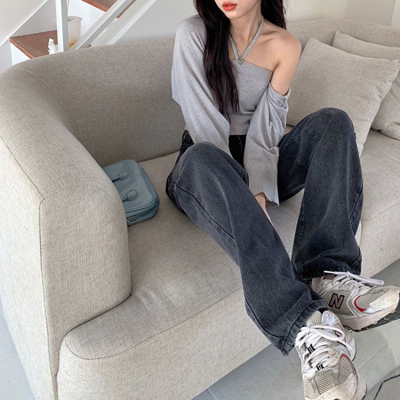 (2개) 광주 또한 의류 청바지 느슨한 스트레이트 여성 봄과 가을 올 매치 홍콩 스타일 바지