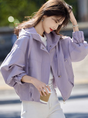 2025秋季韩式小个子宽松休闲百搭短款外套女简约夹克女士气质上衣
