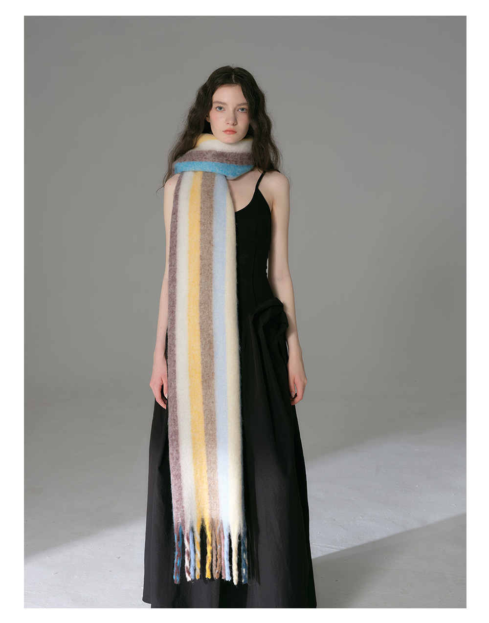 Regenbogen-schal Mit Streifen Aus Kunstkaschmir Für Damen_voghion.com