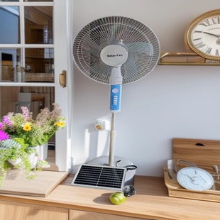 16inch Solar Fan Home Floor-Standing Student Power Outage Storage Fan Extra Long Standby Rechargeable