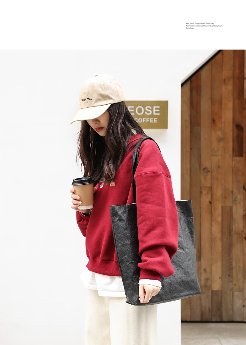 Women's Large Kraft Paper Solid Color Streetwear Open Shoulder Bag display picture 4