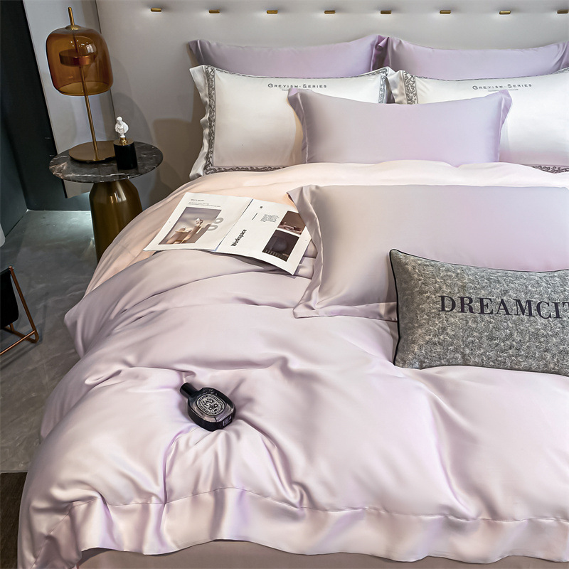 Verano 100% Tensi Juego de cuatro piezas Ropa de cama de verano de lujo ligero Funda de edredón Ropa de cama de tres piezas Ropa de cama