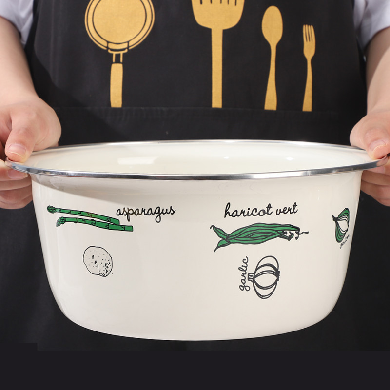 Ouli casa cocina cuenca de sopa de esmalte y cuenca de huevo cuenca de lavado de verduras cuenca de esmalte cuenca de mezcla
